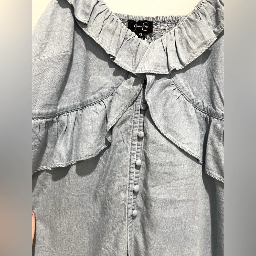 Jessica Simpson Light Blue Ruffle Cami Top - Picture 6 of 10